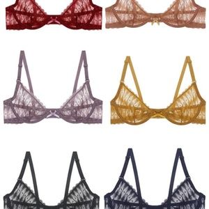 Geometric Lace Demi Cut w/Underwire Bra NEW!